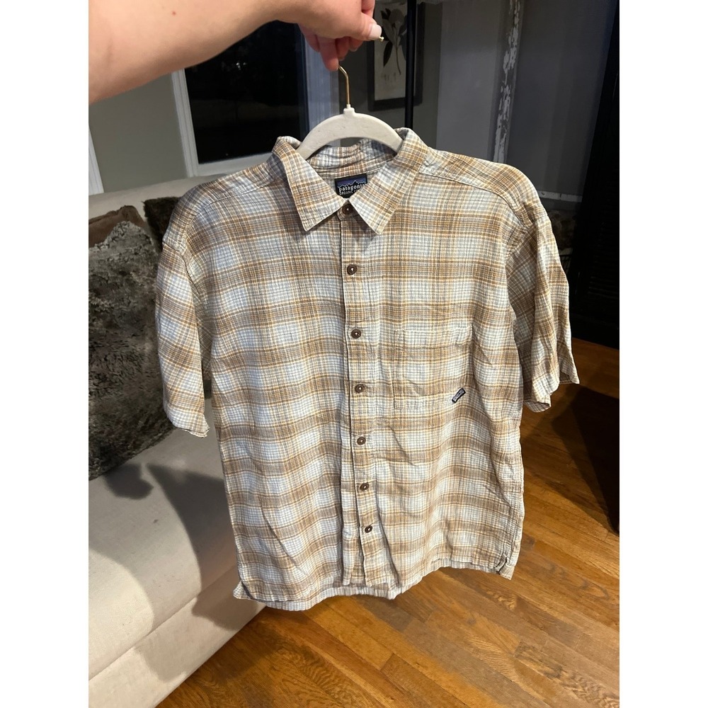 Patagonia Short-Sleeved A/C Yarn Dye‎ Shirt organic cotton men's medium